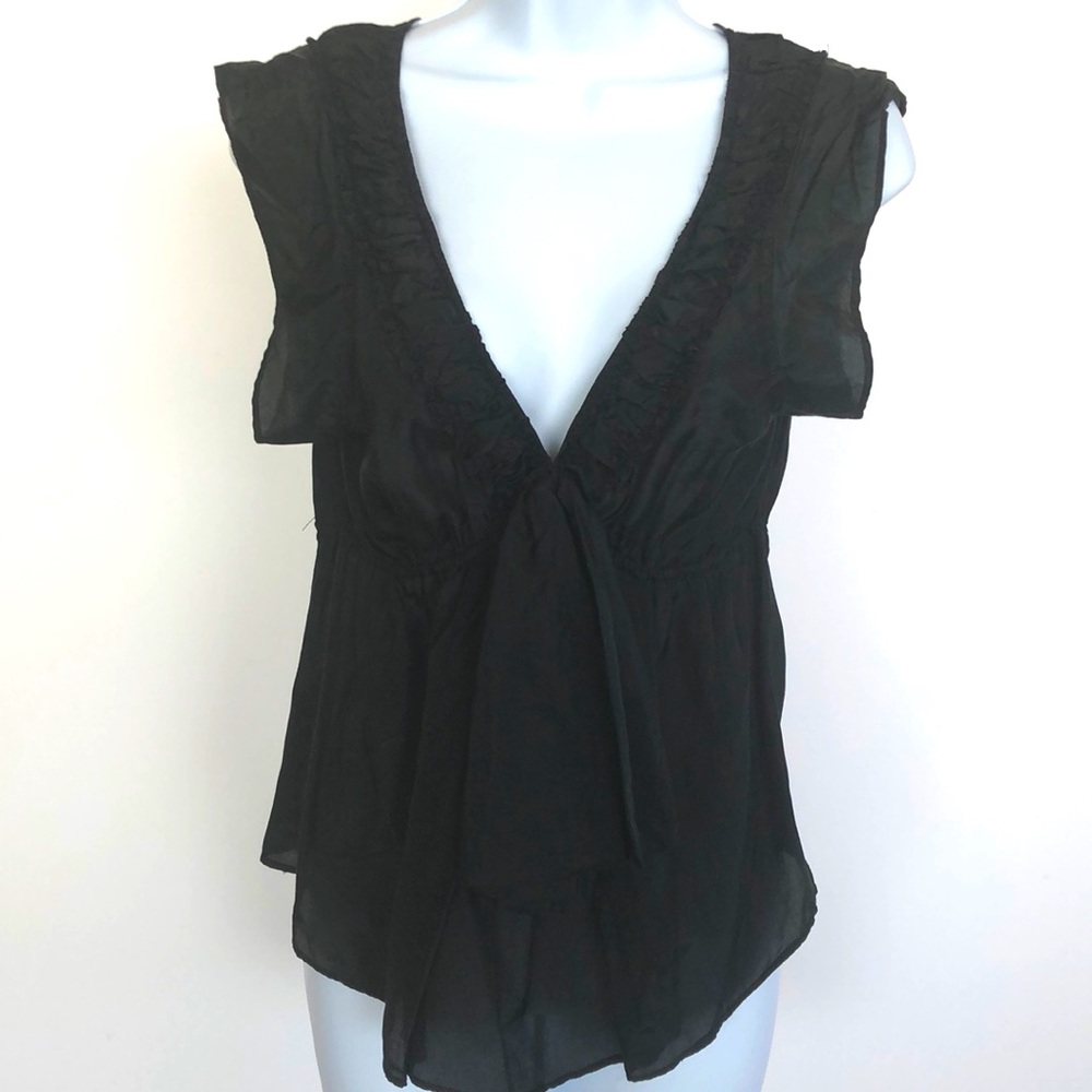 Zucca Black Silk and Cotton Sleeveless Top
